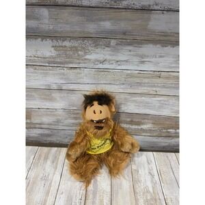 Vintage ALF Plush Doll 9" Brown Alien No Problem Yellow Shirt 1980s Retro Toy